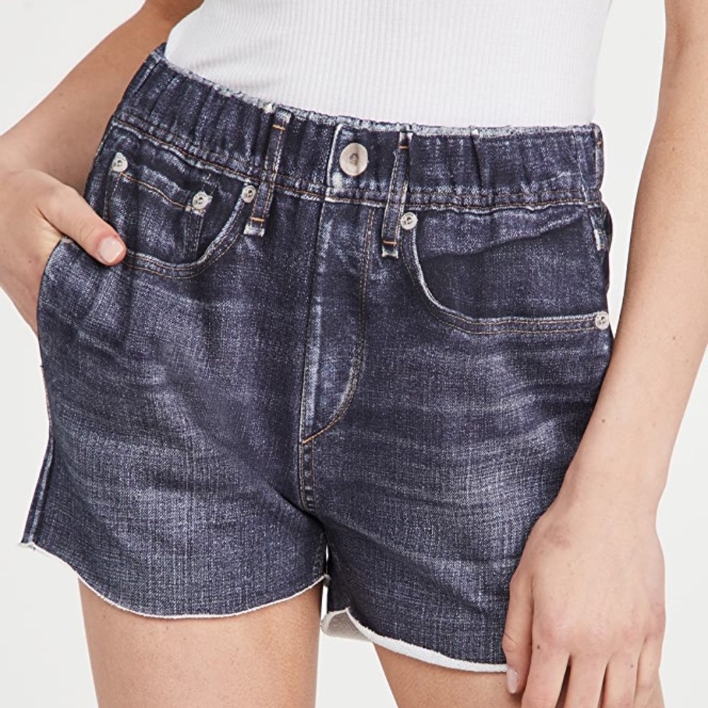 Rag & Bone Miramar Denim Printed Lounge Shorts Blue Sz L. NWT